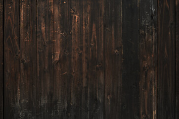 Old dark brown wood plank texture background. Vintage wooden wall backdrop.