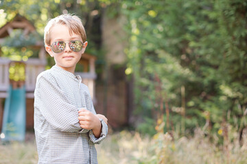 Boy posing in playground