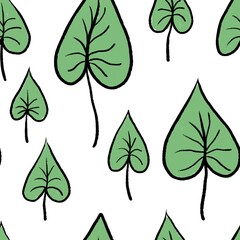 set of green leaves abstract seamless pattern background fabric design print wrapping paper digital illustration texture wallpaper 
