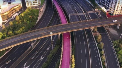 Aerial: Motorway rush hour traffic during Covid 19 Delta variant, August 2021, New Zealand