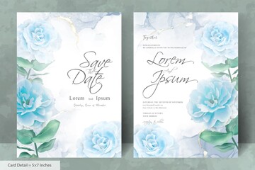 Set of Minimalist Wedding Invitation card Template with Watercolor Hand Drawn Floral