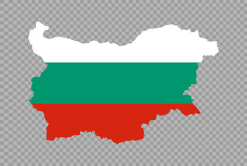 Bulgaria flag on map isolated  on png or transparent  background,Symbol of Bulgaria,template for banner,advertising, commercial,vector illustration, top gold medal sport winner country