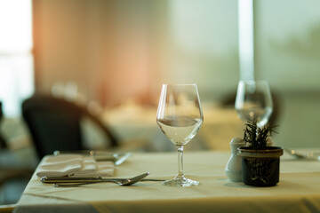 empty glass water with bokeh background
