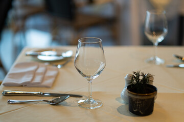 empty glass water with bokeh background
