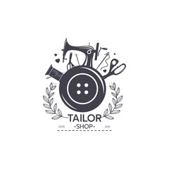 Sewing logo of label vector
