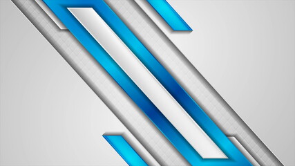 Blue and grey abstract tech background with glossy stripes