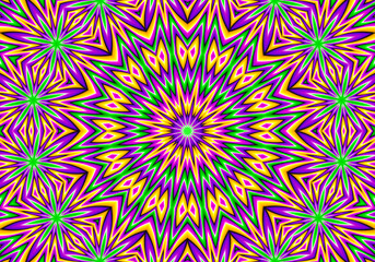 Fototapeta na wymiar Colorful card with stars. Optical illusion of movement.