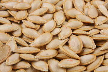 Organic sun dried pumpkin seeds. macro, close up image,