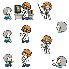 Illustration of a patient receiving an explanation from a doctor (elderly)