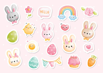 Watercolor Easter Sticker, planner. Digital paint.