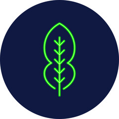 kaffir lime leaf neon icon
