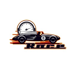 Car racing icon, vintage vehicle races and speed rides, vector symbol. Old motors and sport car rally and speed drift or drag racing championship, sport club icon © Vector Tradition
