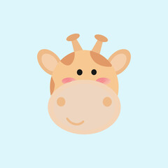 Giraffe animal head cute cartoon illustration