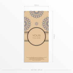 Beige color card design with mandala patterns. Invitation card design with space for your text and abstract ornament.
