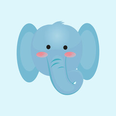 Elephant animal head cute cartoon illustration