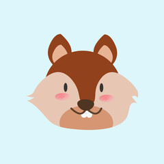 Cute squirrel animal head cartoon illustration