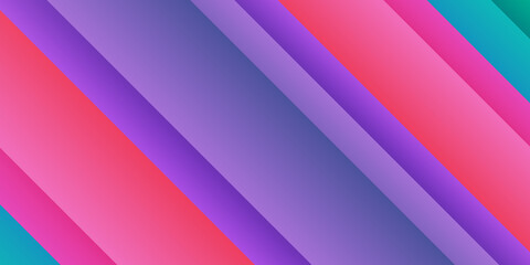 Fototapeta premium Modern simple 3D red purple green abstract background with overlap stripe layers.