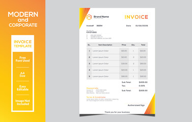 Modern and corporate invoice design template