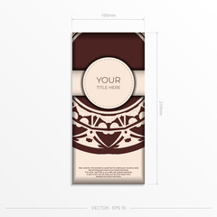 Luxury card design in Beige color with mandala patterns. Invitation card design with space for your text and abstract ornament.