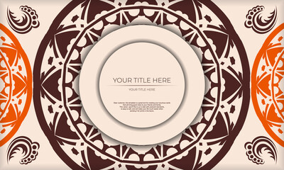 Beige background with luxury vintage ornaments and place for your text and logo. Print-ready postcard design with Greek ornaments.