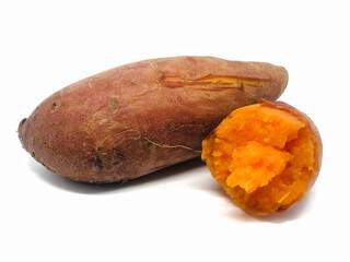steamed sweet potato isolate on white background