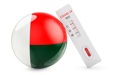 Diagnostic test for coronavirus in Madagascar. Antibody test COVID-19 with Madagascar flag, 3D rendering