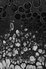 Fluid art, abstract art in black and white