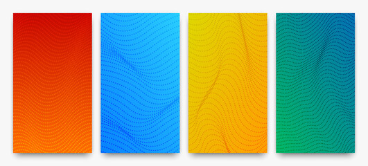 Set of halftone gradient backgrounds with dots