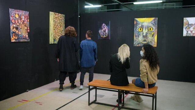 Visitors at the art exhibition