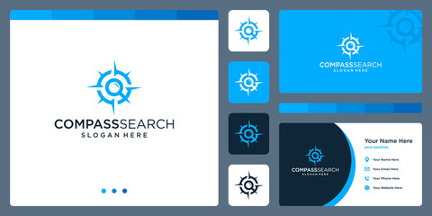 compass logo inspiration with magnifying glass logo. premium vector © Crelaba_Std