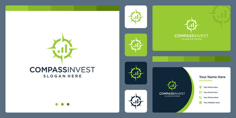 compass logo inspiration with financial investment logo. premium vector