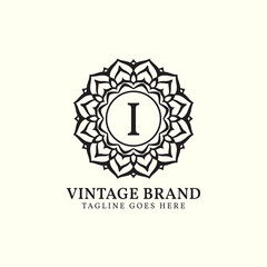 luxurious mandala vintage letter I vector logo design