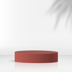Abstract background with red color geometric 3d podiums. Vector illustration