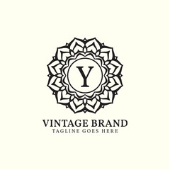 luxurious mandala vintage letter Y vector logo design