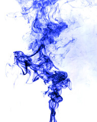 Blue smoke on a white background.