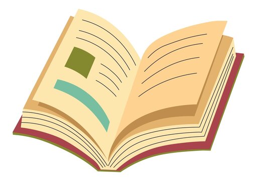 Open textbook or notebook with pictures vector