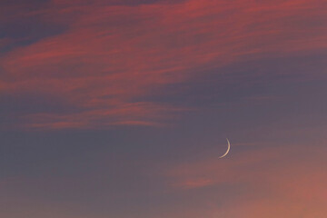 Waxing Crescent Moon and evening glow