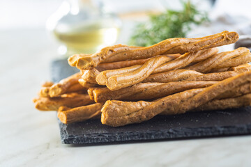 Grissini sticks. Traditional italian bread sticks.