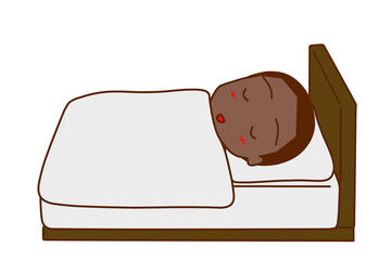 ベッドでぐっすりスヤスヤと眠るアフリカ系男性