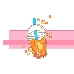 Refreshing drink. Cocktail. Cartoon drink print. Art. Isolated vector object on white background. 