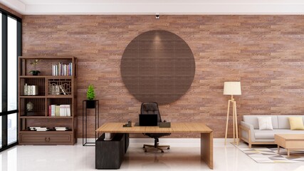 modern office manager room for company wall logo mockup