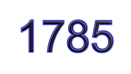 blue 1785 number 3d effect white background