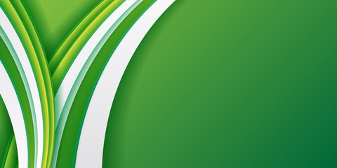 Modern white and green 3D web header abstract background. Vector illustration design with business corporate concept for presentation templates