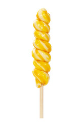 Sweet lollipop yellow color isolated on white