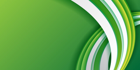 Modern white and green 3D web header abstract background. Vector illustration design with business corporate concept for presentation templates