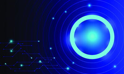 Artificial Intelligence business template for create web site and banner. Abstract technology background redial circle element with innovative concept process in cyber space.