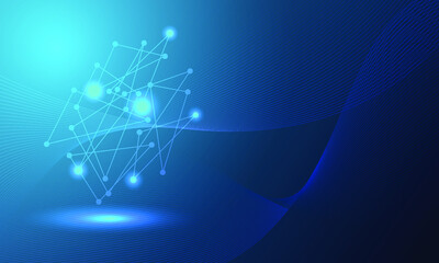 Network Icon with technology abstract background combine by line and dot connection. Innovation and communication in futuristic  business and copy space for design.