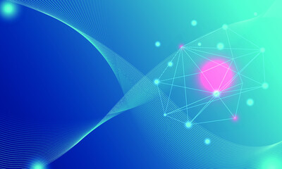 Abstract Network technology background with shape of line connection and shine bright of signal. Global light concept with creative digital template for presentation. 