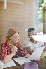 People working in cafe