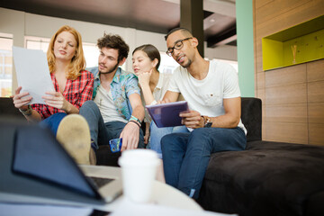 People working together in cafe